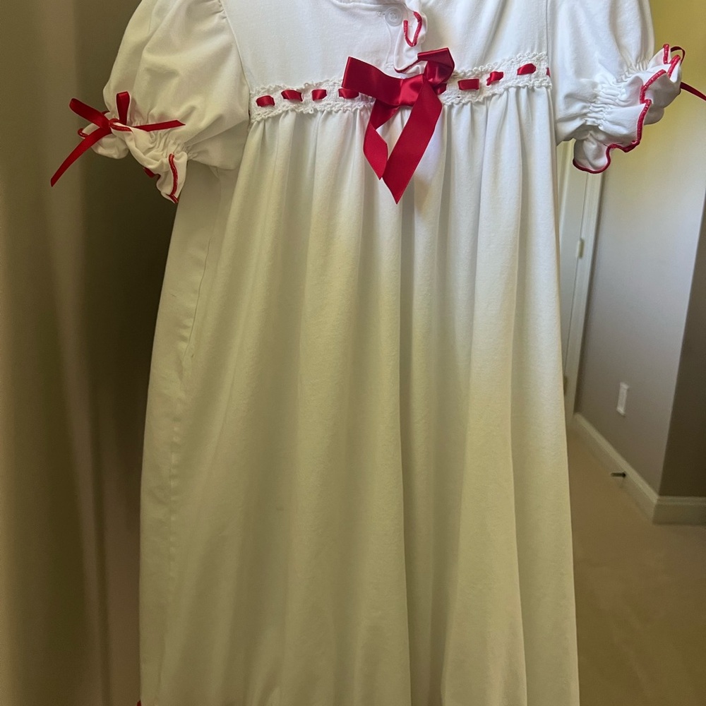 Charming White and Red Kids Nightgown